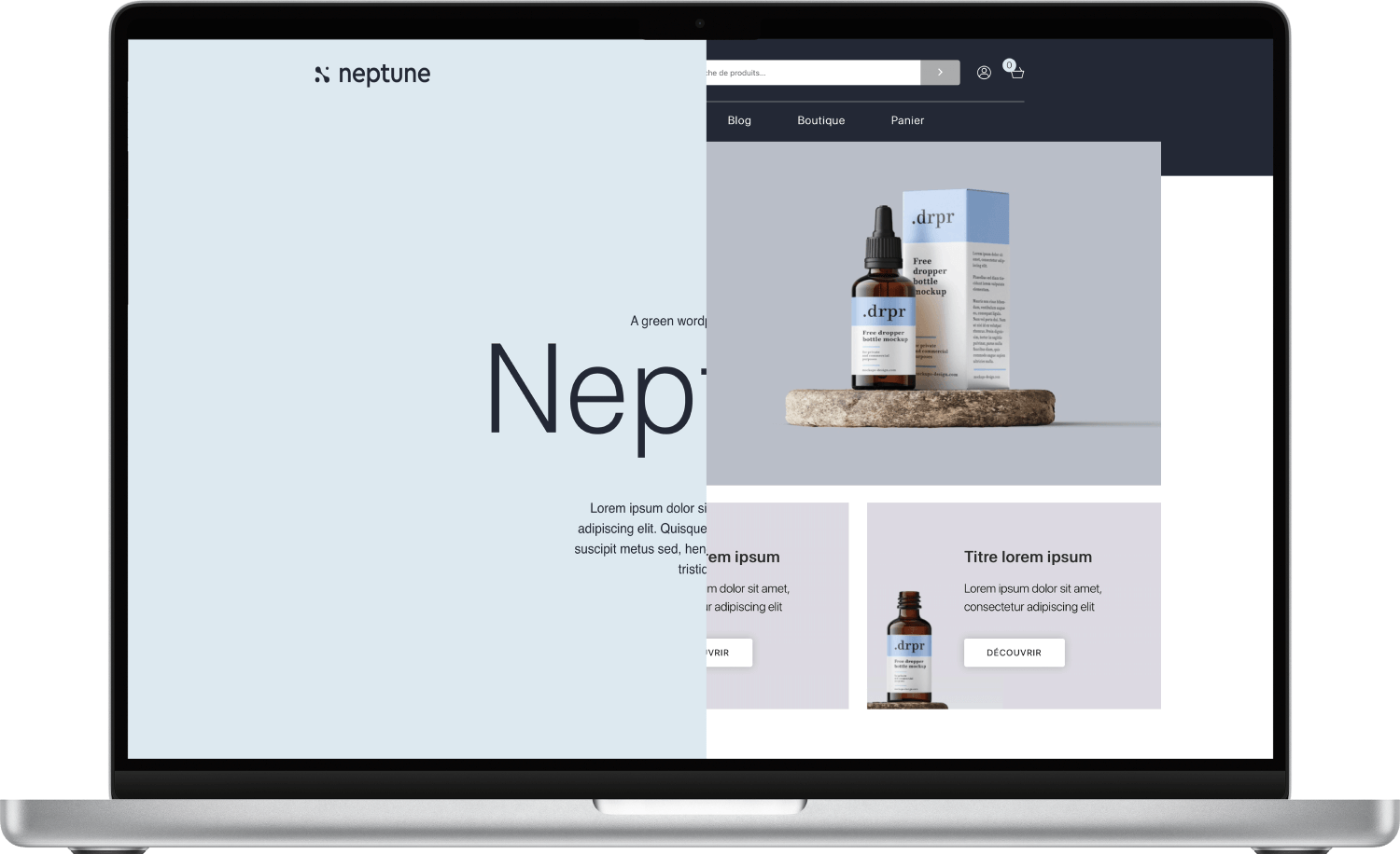 Neptune theme website mockup